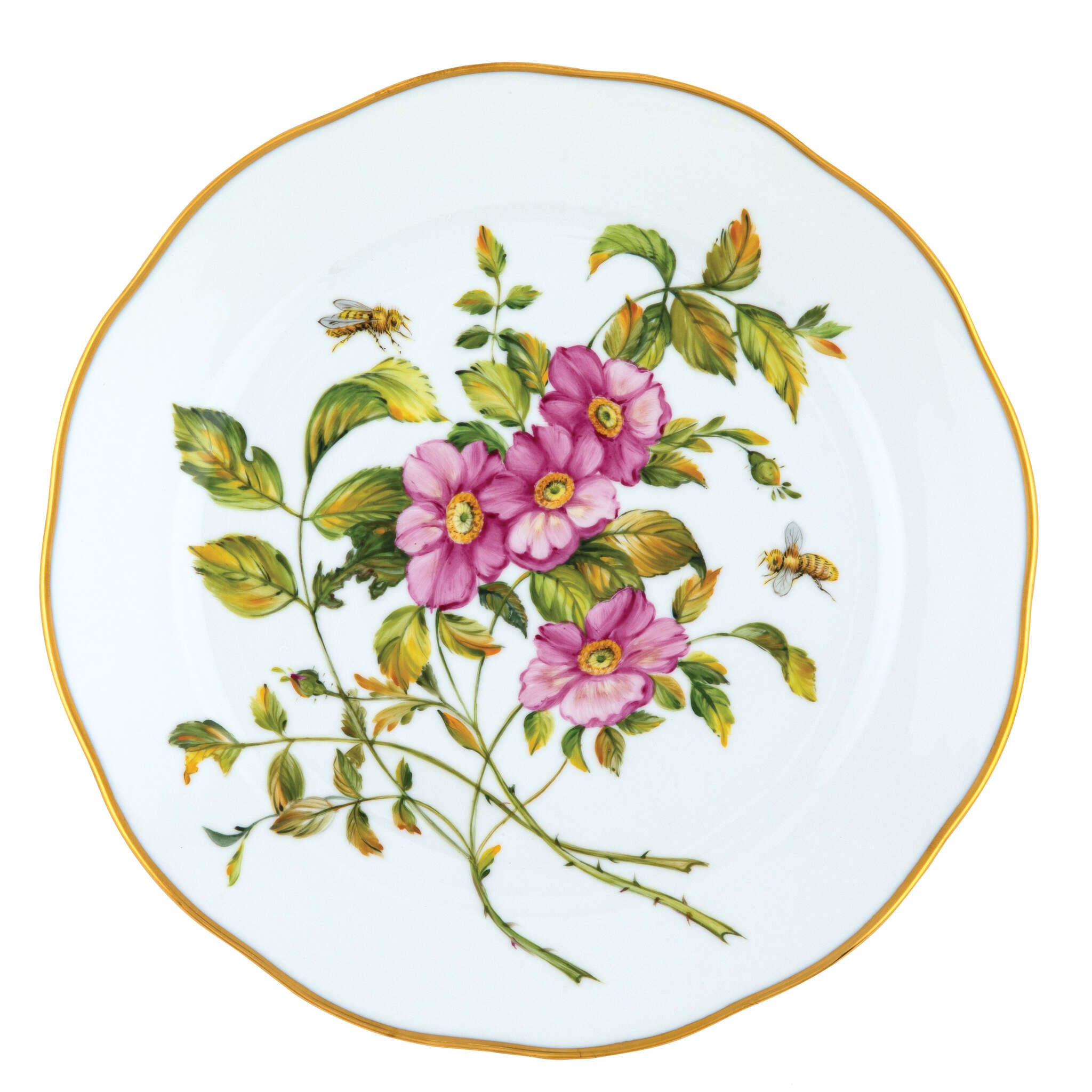 Herend Dinner Plate porcelain figurine painted in the Multicolor fishnet pattern