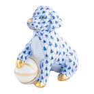 Dog with Ball Figurine in hand-painted Sapphire porcelain by Herend of Hungary