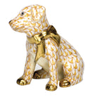 Herend Doggie Dazzle Figurine porcelain figurine painted in the Butterscotch fishnet pattern