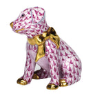 Raspberry fishnet Doggie Dazzle Figurine figurine, hand-painted Herend porcelain with 24k gold accents