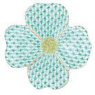 Hand-painted Herend Dogwood Flower Figurine in Green fishnet porcelain on a white background