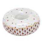 Hand-painted Herend Donut Figurine in Chocolate fishnet porcelain on a white background