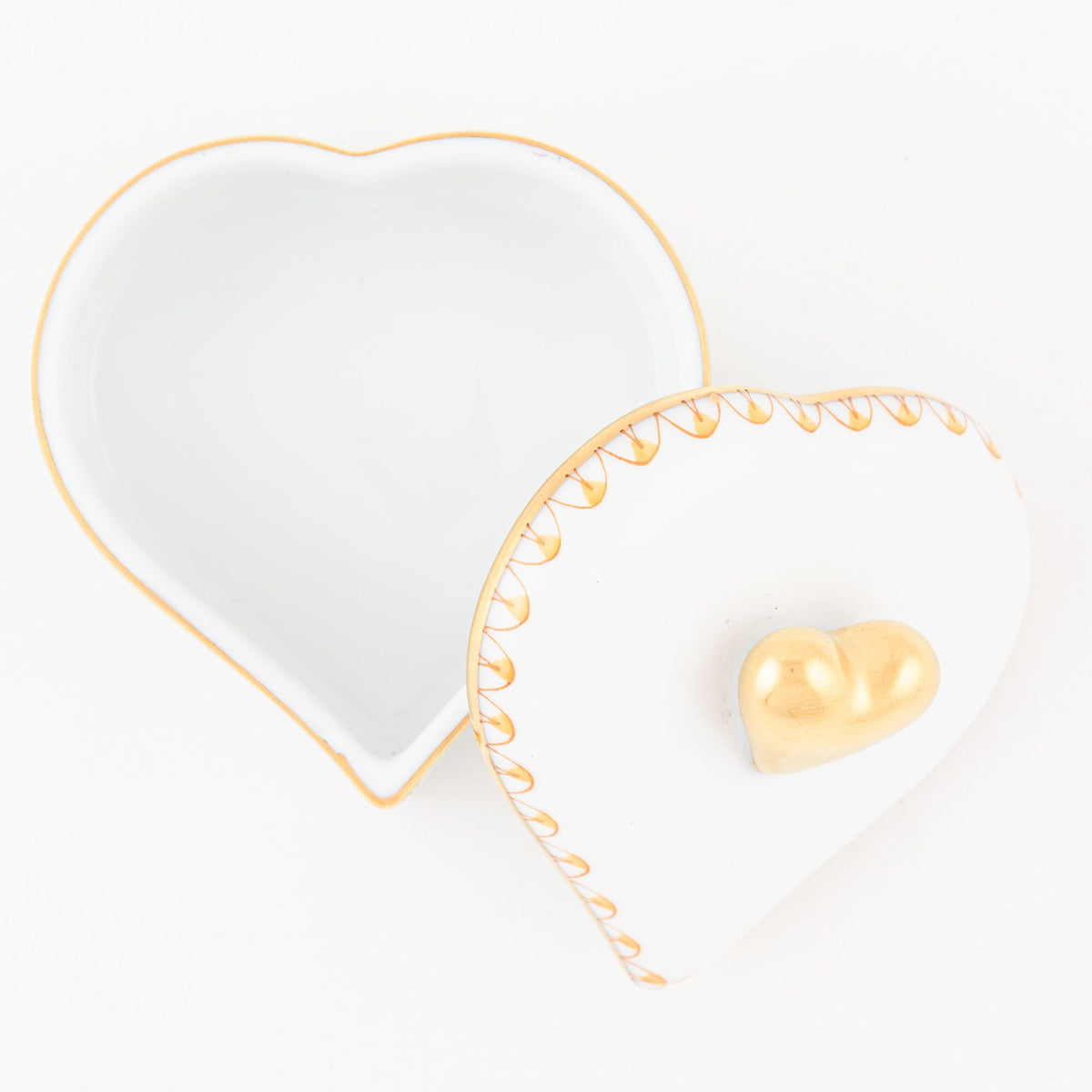 Herend Double Heart Box – Butterscotch, alternate view
