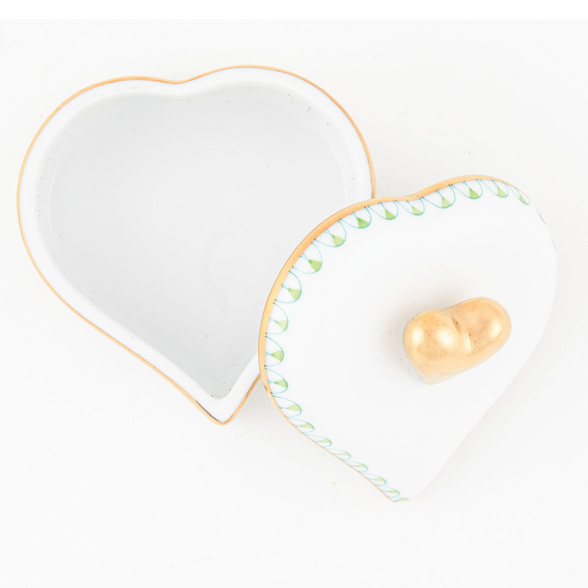 Herend Double Heart Box – Key Lime, alternate view