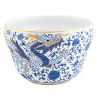 Hand-painted Herend Dragon Cachepot in fine porcelain, 9.5in D X 6.25in H, on a white background