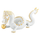 Hand-painted Herend Dragon Figurine in fine porcelain, 11.5in L X 5.25in W X 5.25in H, on a white background