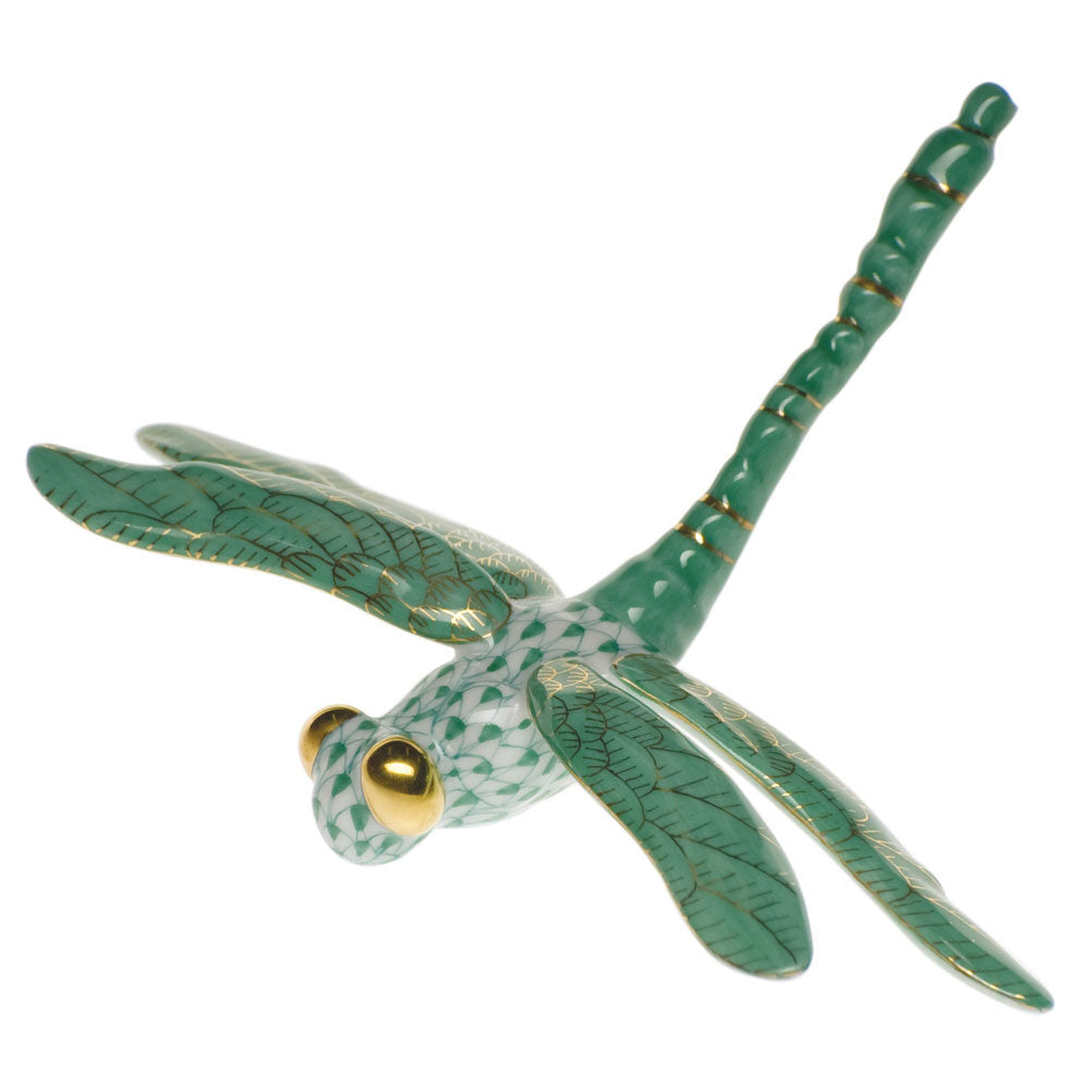 Herend Dragonfly Figurine porcelain figurine painted in the Green fishnet pattern
