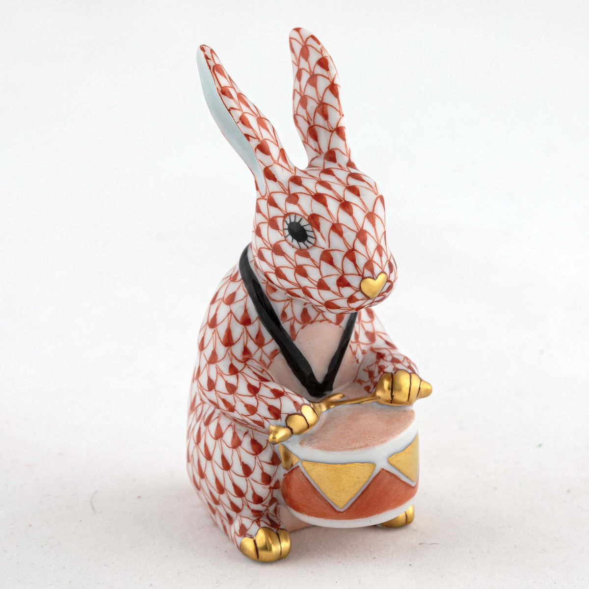 Herend Drummer Bunny Figurine – Rust, alternate view