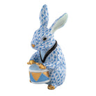 Drummer Bunny Figurine in hand-painted Blue porcelain by Herend of Hungary