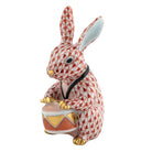 Drummer Bunny Figurine in hand-painted Rust porcelain by Herend of Hungary