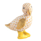 Herend Duckling in Boots Figurine porcelain figurine painted in the Butterscotch fishnet pattern