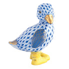 Sapphire fishnet Duckling in Boots Figurine figurine, hand-painted Herend porcelain with 24k gold accents