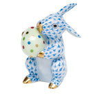 Blue fishnet Easter Bunny Figurine figurine, hand-painted Herend porcelain with 24k gold accents