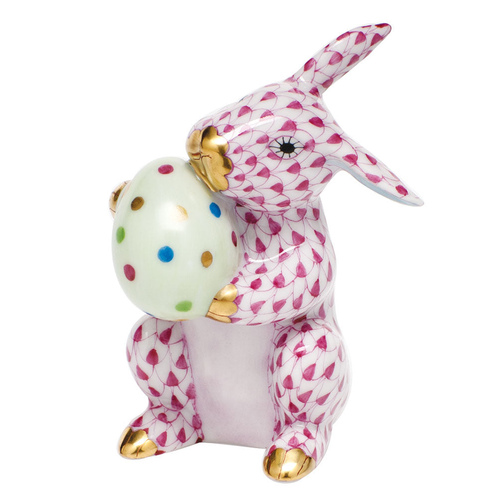 Easter Bunny Figurine in hand-painted Raspberry porcelain by Herend of Hungary