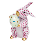 Easter Bunny Figurine in hand-painted Raspberry porcelain by Herend of Hungary
