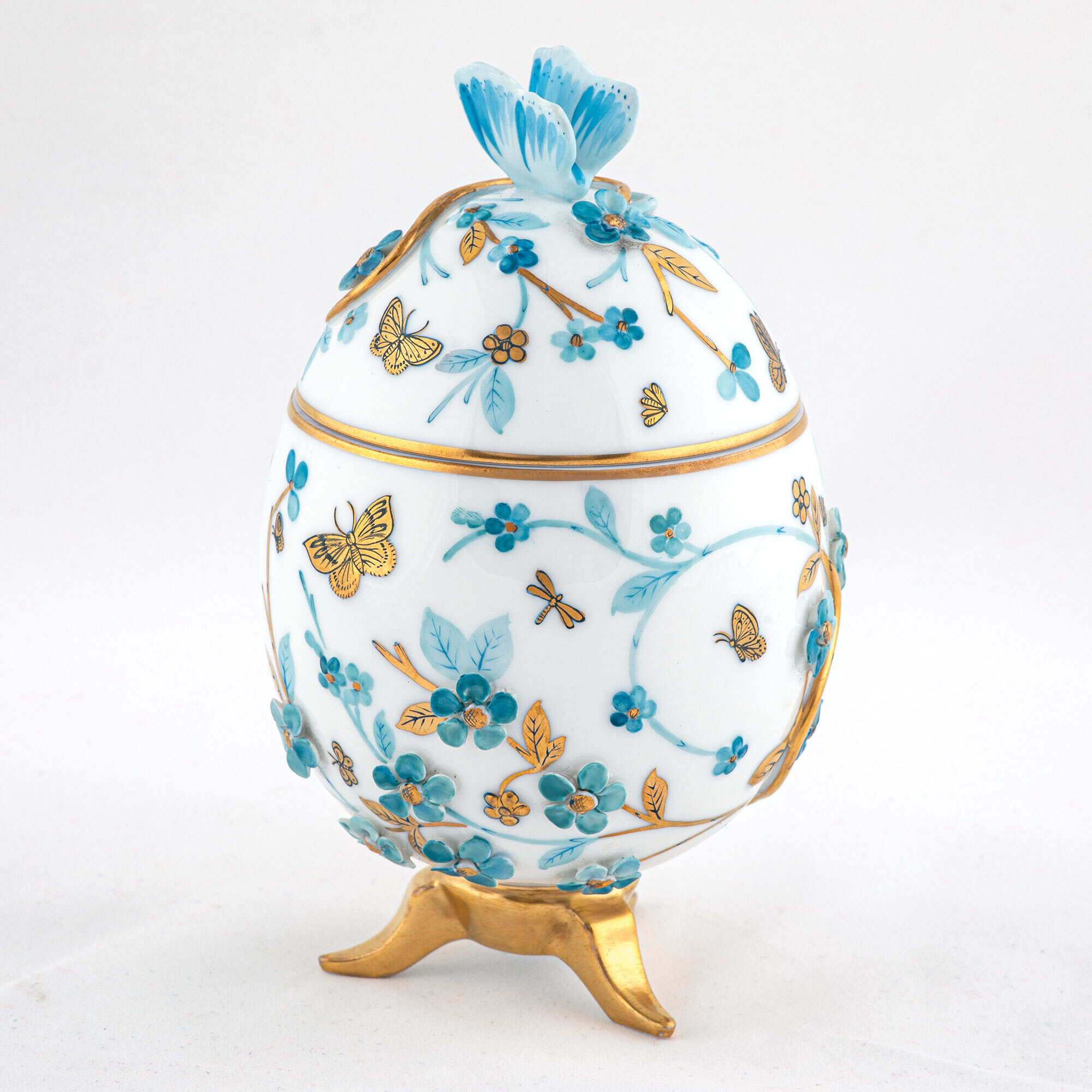 Herend Egg with Flowers- Blue Decorative Box — additional view