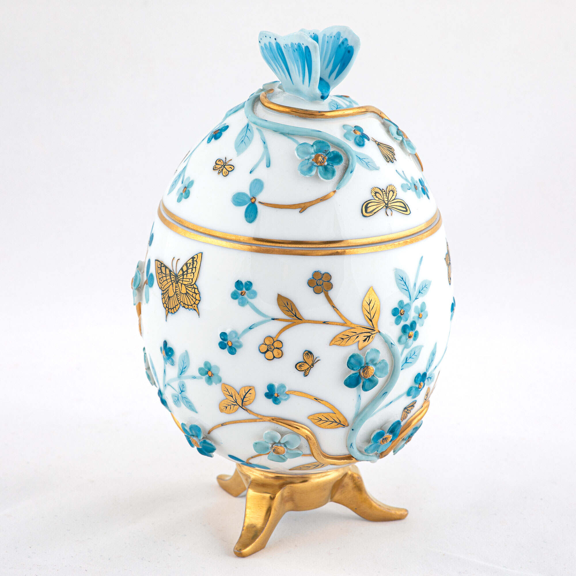 Herend Egg with Flowers- Blue Decorative Box — additional view