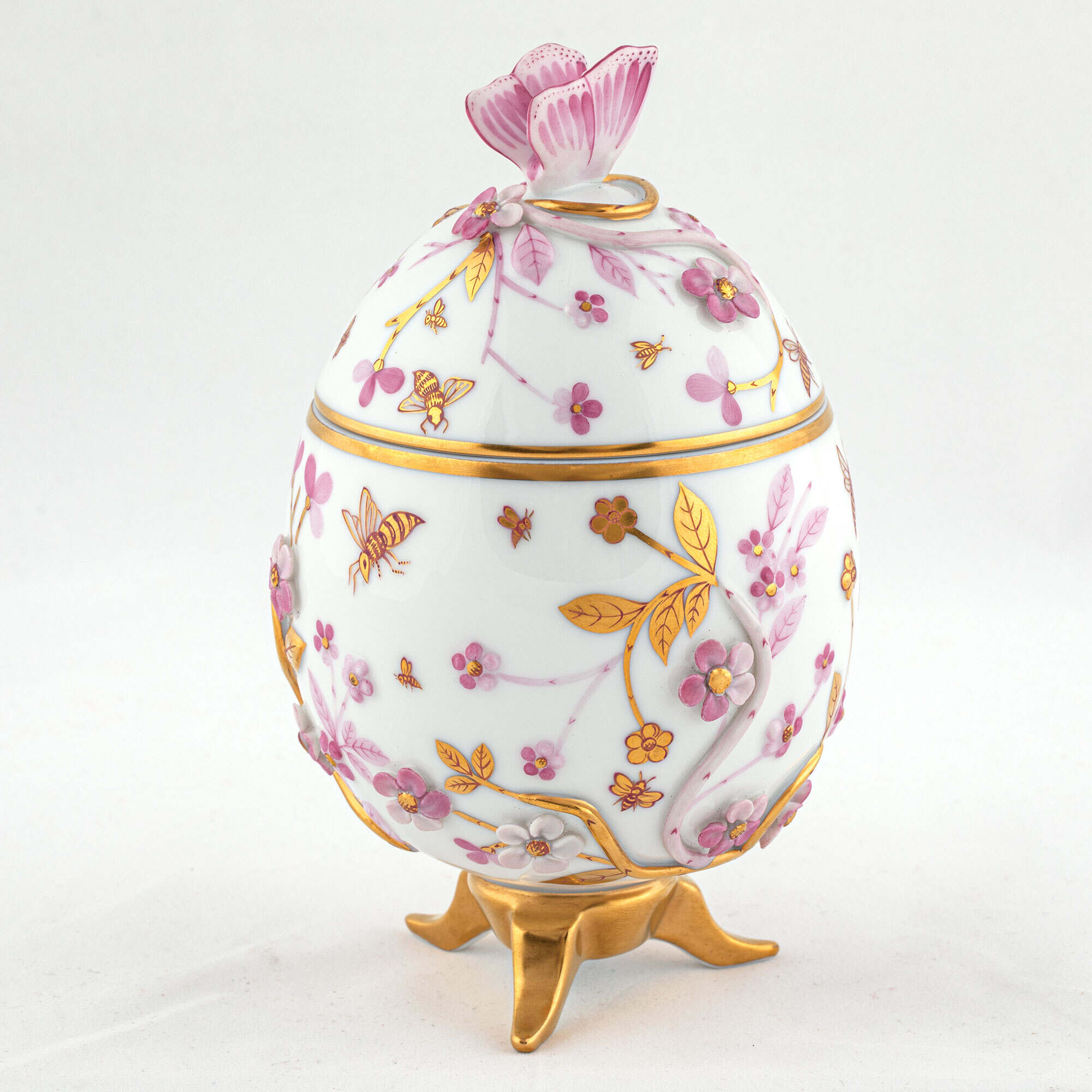 Herend Egg with Flowers- Raspberry Decorative Box — additional view