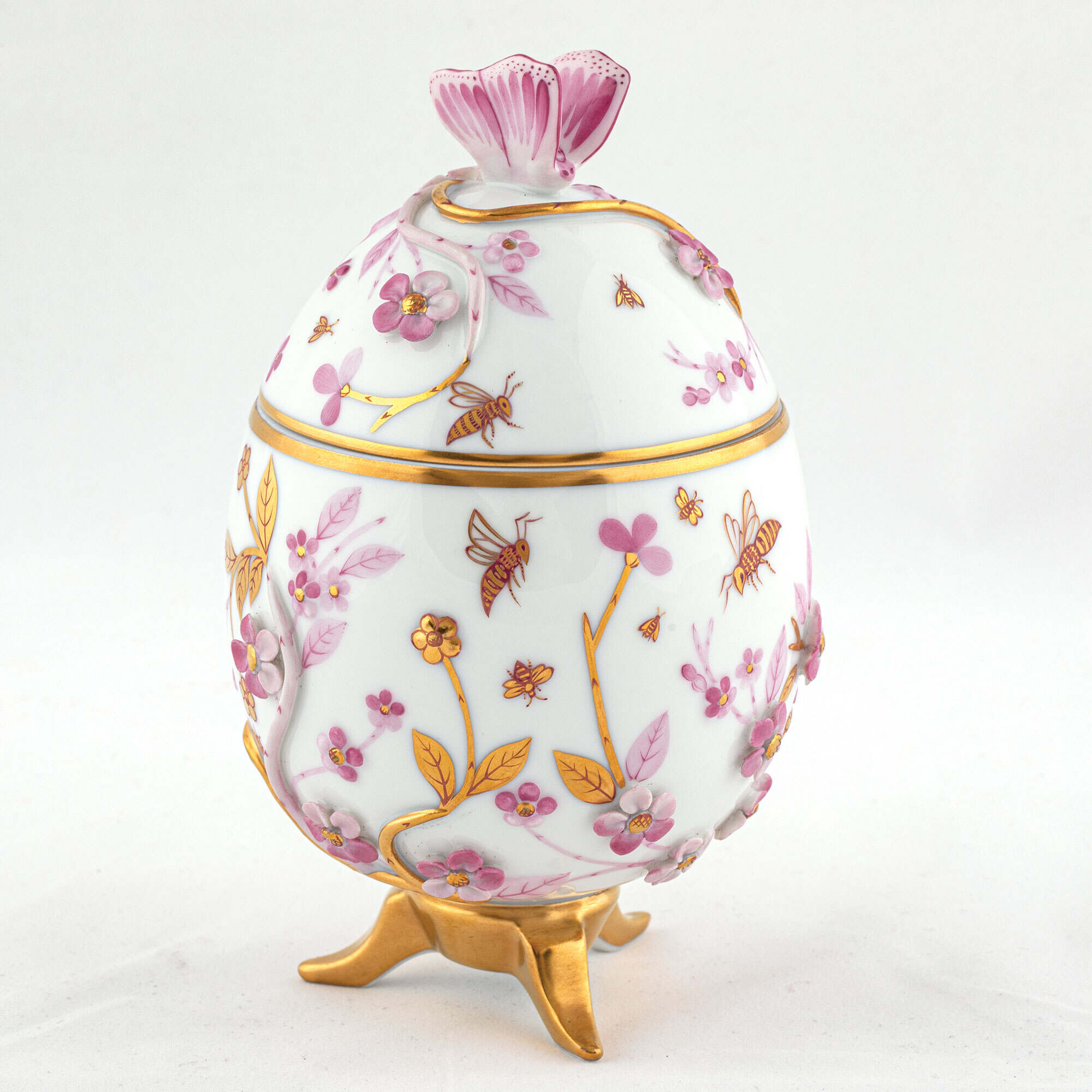 Herend Egg with Flowers- Raspberry Decorative Box — additional view