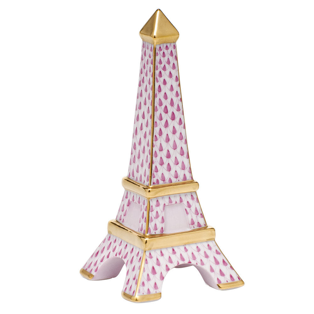 Eiffel Tower Figurine in hand-painted Raspberry porcelain by Herend of Hungary