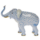 Hand-painted Herend Elephant Luck Figurine in Blue fishnet porcelain on a white background