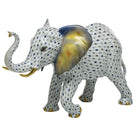 Hand-painted Herend Elephant Figurine in fine porcelain, 12.25in L X 7.75in H, on a white background