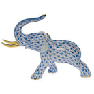 Herend Elephant with Tusks Figurine porcelain figurine painted in the Blue fishnet pattern