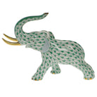 Green fishnet Elephant with Tusks Figurine figurine, hand-painted Herend porcelain with 24k gold accents
