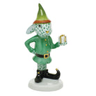Hand-painted Herend Elf Bunny Figurine in Green fishnet porcelain on a white background