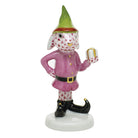 Raspberry fishnet Elf Bunny Figurine figurine, hand-painted Herend porcelain with 24k gold accents