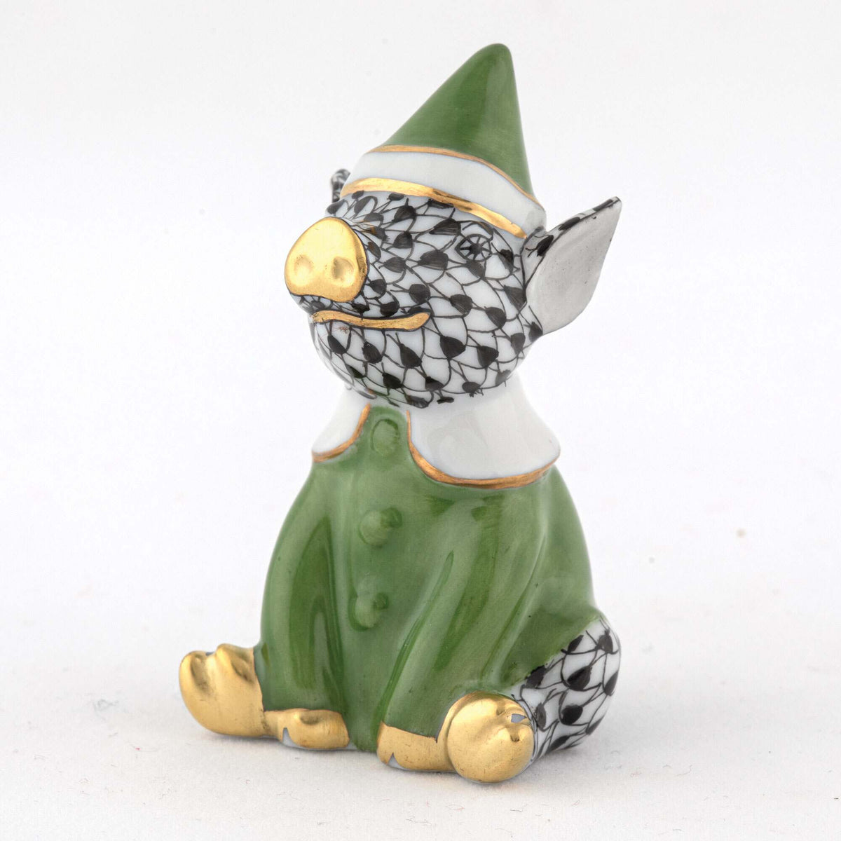 Herend Elf Piggy Figurine – Black, alternate view