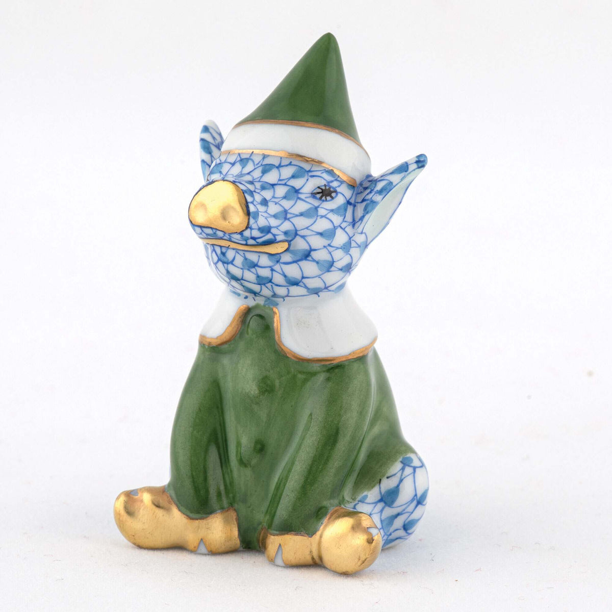 Herend Elf Piggy Figurine – Blue, alternate view
