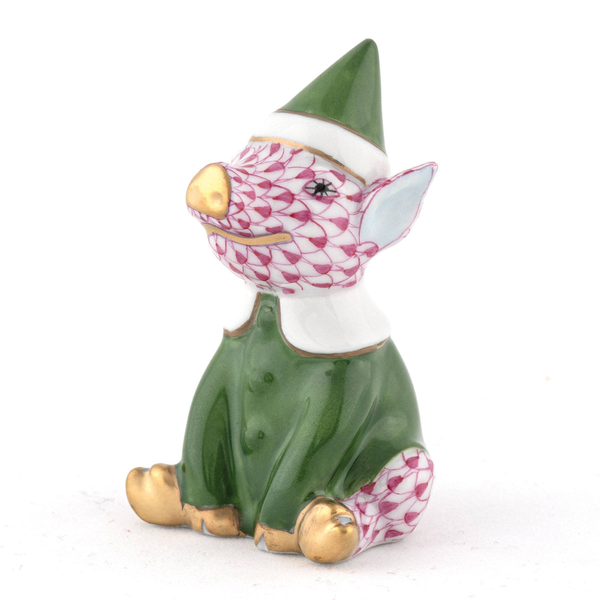 Herend Elf Piggy Figurine – Raspberry, alternate view