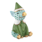 Green fishnet Elf Piggy Figurine figurine, hand-painted Herend porcelain with 24k gold accents