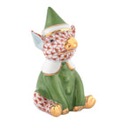 Rust fishnet Elf Piggy Figurine figurine, hand-painted Herend porcelain with 24k gold accents