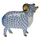 Hand-painted Herend English Ram Figurine in fine porcelain, 4.5in L X 4in H, on a white background
