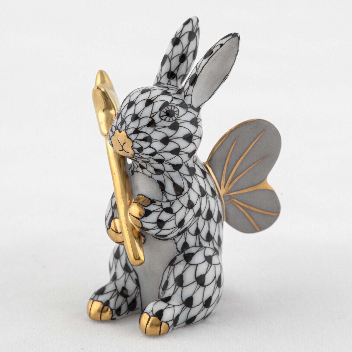 Herend Fairy Bunny Figurine – Black, alternate view