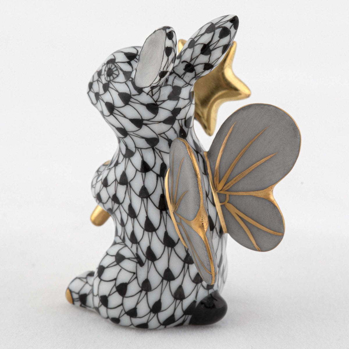 Herend Fairy Bunny Figurine – Black, alternate view