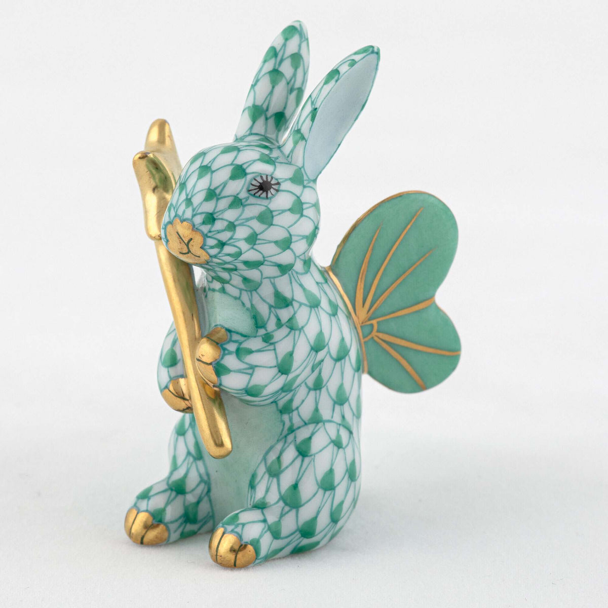 Herend Fairy Bunny Figurine – Green, alternate view