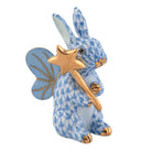 Blue fishnet Fairy Bunny Figurine figurine, hand-painted Herend porcelain with 24k gold accents