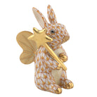 Hand-painted Herend Fairy Bunny Figurine in Butterscotch fishnet porcelain on a white background