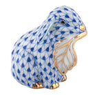 Hand-painted Herend Fall Bunny Figurine in Sapphire fishnet porcelain on a white background
