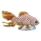 Hand-painted Herend Fantail Goldfish Figurine in fine porcelain, 4.75in L X 2.25in H, on a white background