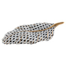 Black fishnet Feather Figurine figurine, hand-painted Herend porcelain with 24k gold accents