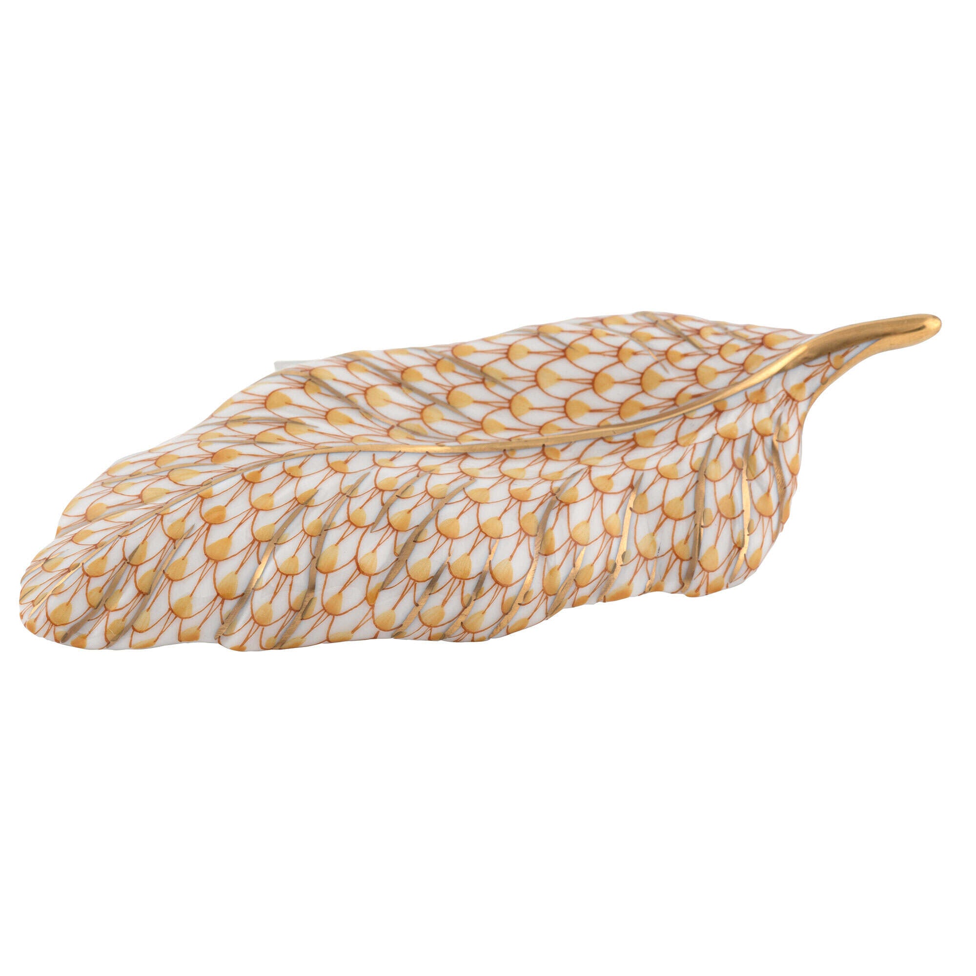 Feather Figurine in hand-painted Butterscotch porcelain by Herend of Hungary
