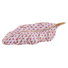 Hand-painted Herend Feather Figurine in Raspberry fishnet porcelain on a white background