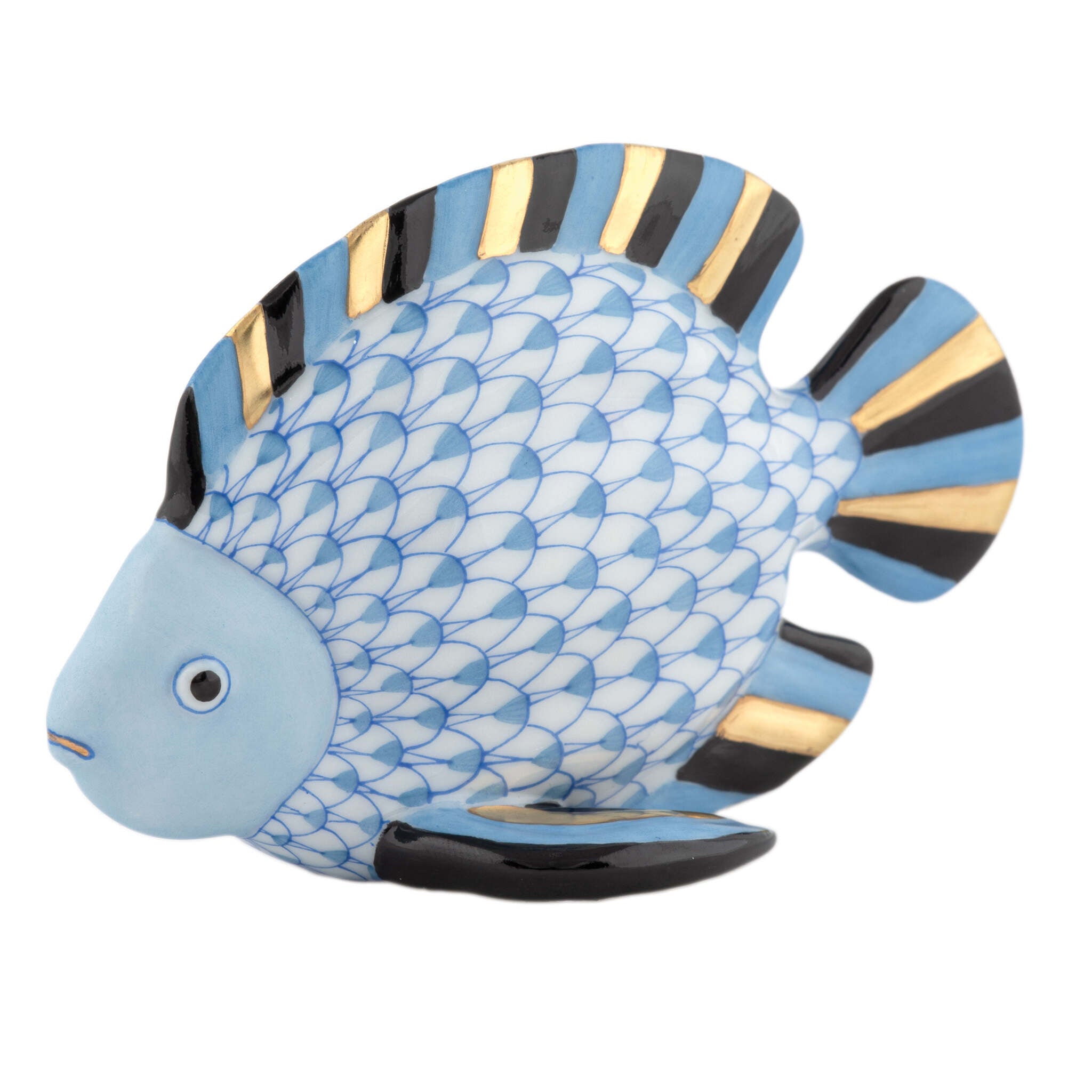 Fish Figurine in hand-painted Blue porcelain by Herend of Hungary