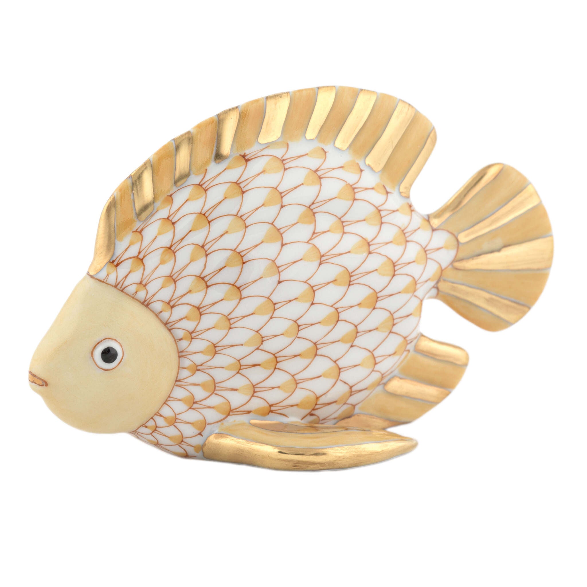 Fish Figurine in hand-painted Butterscotch porcelain by Herend of Hungary