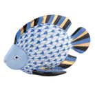 Hand-painted Herend Fish Figurine in Sapphire fishnet porcelain on a white background
