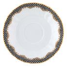 Hand-painted Herend Fish Scale Black Canton Saucer in fine porcelain, 5.5in D, on a white background